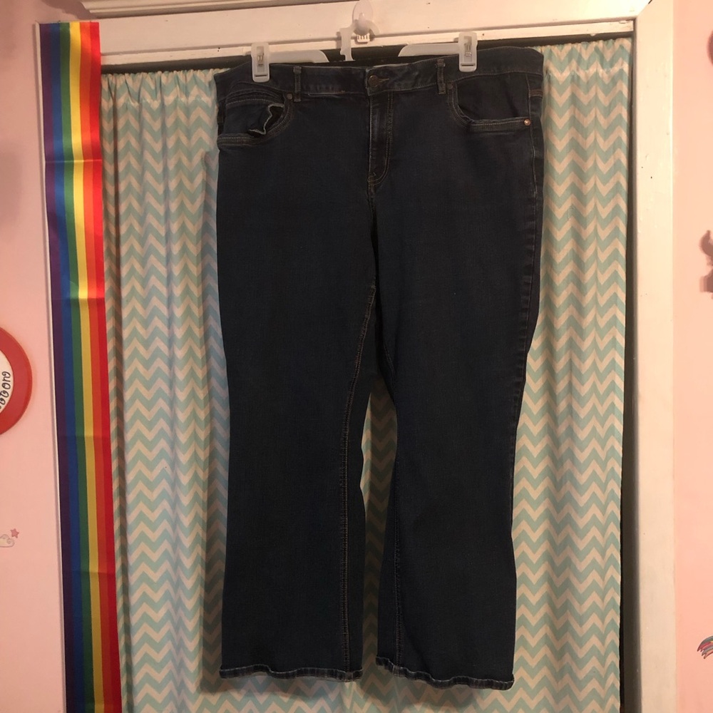 Cato Denim plus size high rise boot cut dark blue denim jeans 22WP